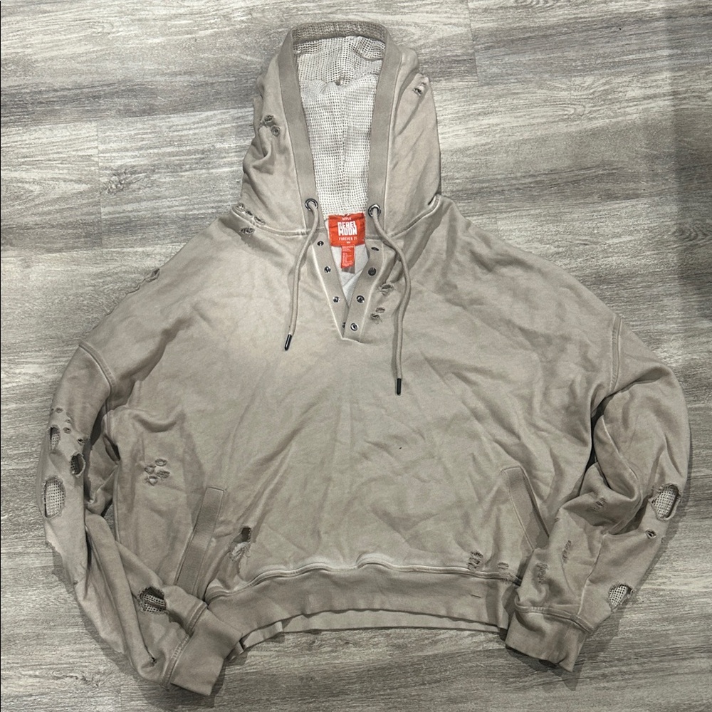 Forever 21 Taupe Distressed Hoodie